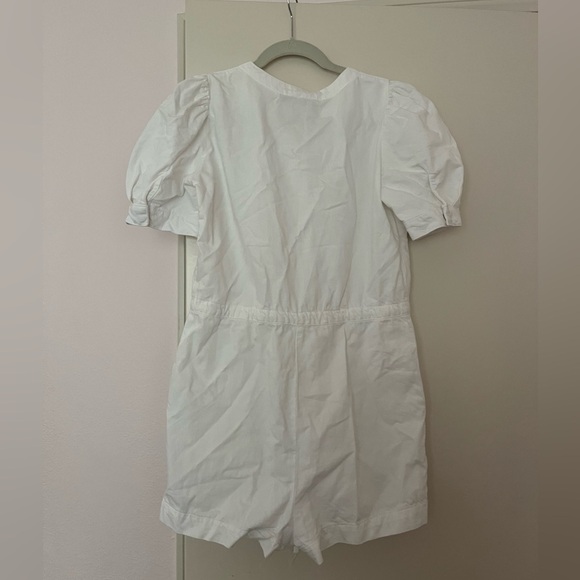 Zara white denim romper play suit with puff sleeves and tie waist - Picture 6 of 6